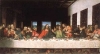 Pintura con la representación de la última cena de Jesucristo con sus doce apóstoles. 