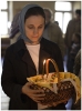 Ofrendas en Pascua de creyente ortodoxa. Los ortodoxos suelen pintar los huevos de colores en esta época del año
