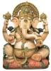 Ganesa, el dios de la sabiduría, sentado sobre una flor de loto, símbolo de la pureza. Tiene el poder de ayudar a los humano y es conocido como el eliminador de obstáculos