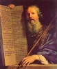 Moisés con la tabla de los diez mandamientos.